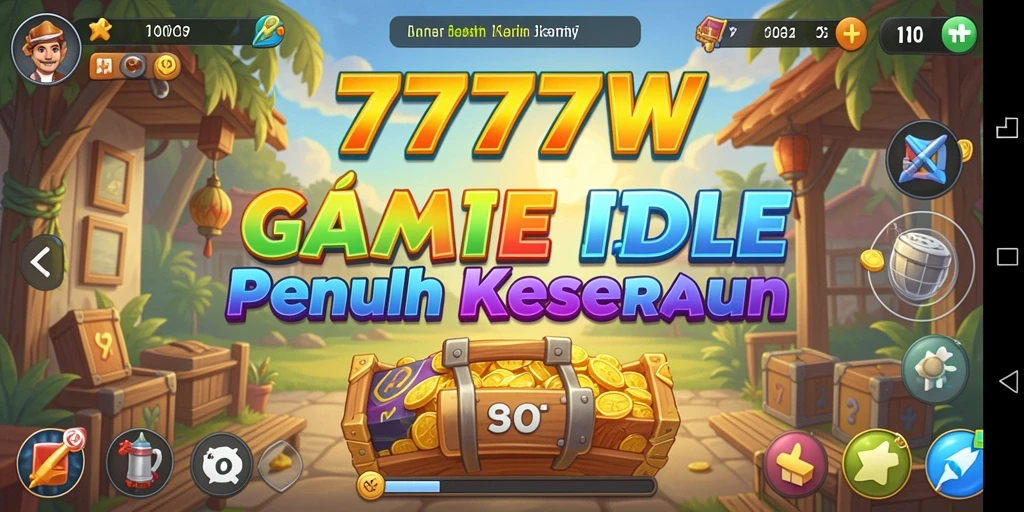 Tangkapan layar gameplay 7777W menunjukkan proses pengumpulan otomatis.