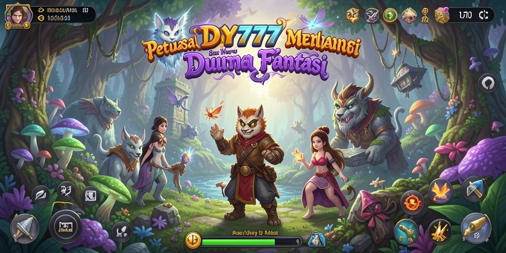 Tampilan gameplay DY777 dengan karakter petualangan menakjubkan.