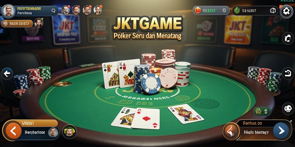 Screenshot gameplay JKTGAME menampilkan pemain seru dalam permainan poker.