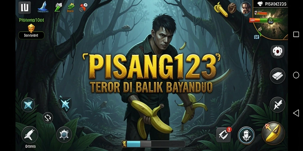 Screenshot gameplay menampilkan suasana mencekam PISANG123 dengan makhluk menyeramkan.