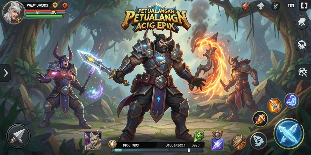 Tampilan gameplay epik di dunia fantasi PREMIUM303 yang mendebarkan.