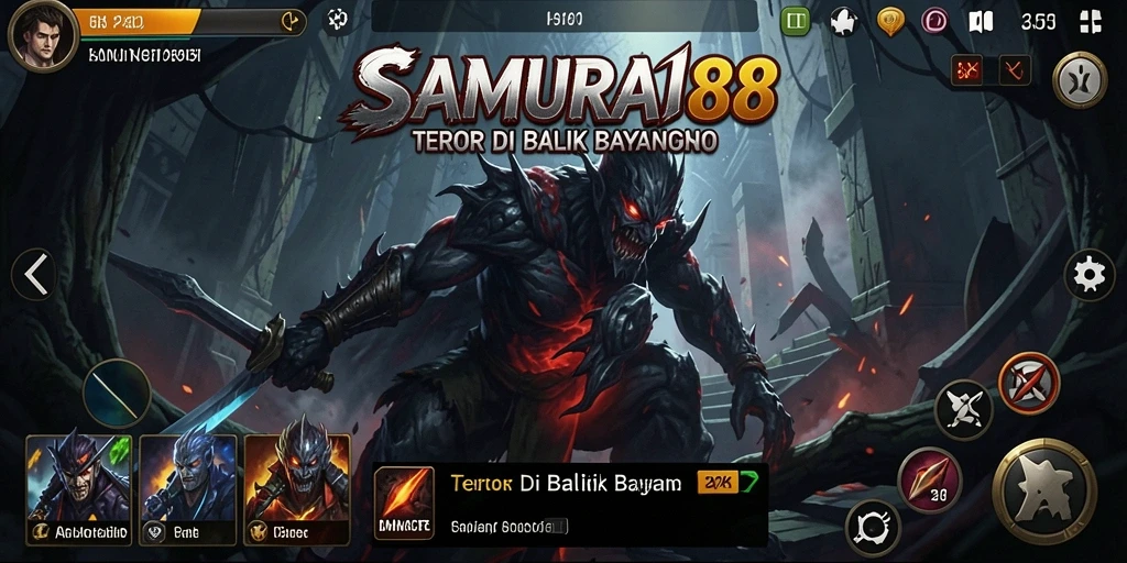 Screenshot gameplay SAMURAI88 dengan suasana horor yang mendalam.
