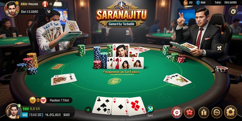 Tampilan gameplay SARANAJITU yang menawan dengan kartu poker.